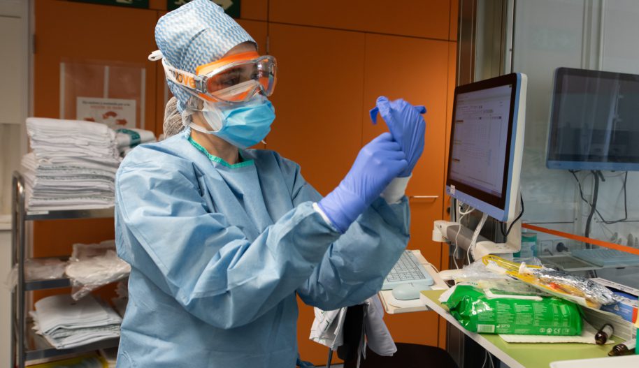 A health workers conducts Corona Virus